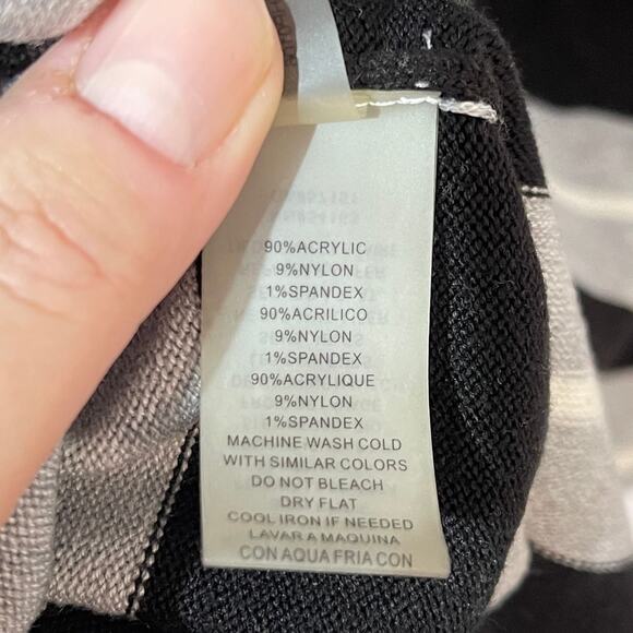 Vince Camuto Sweater Dress Womens Medium Black Gray Stripe Knit Wednesday Adams - Picture 3 of 9